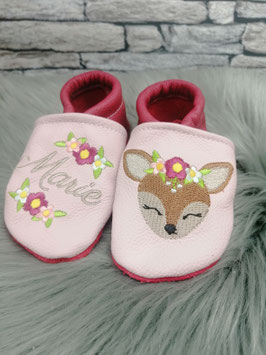 Lederpuschen Bambi personalisiert (Lederfarben  frei wählbar)