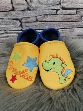Lederpuschen Drache mit Name personalisiert (Lederfarben  frei wählbar)