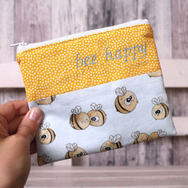 kleine Reißverschlusstasche Bienen 14,5x12cm "bee happy"