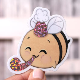 Vinylsticker Partybiene mit Glitzereffekt
