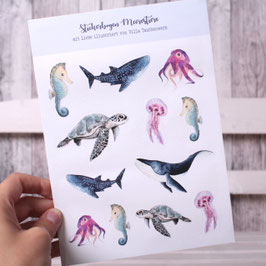 Stickerbogen Meereslebewesen A5