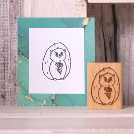 Stempel Igel mit Blume 3x4cm