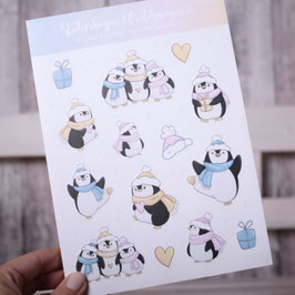 Stickerbogen Winterpinguine A5