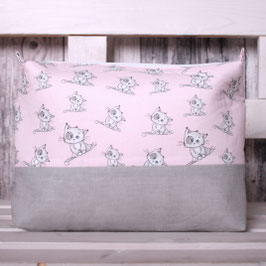 Waschtasche "Katzen" rosa/grau