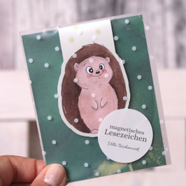 magnetisches Lesezeichen "Igel mit Blume"