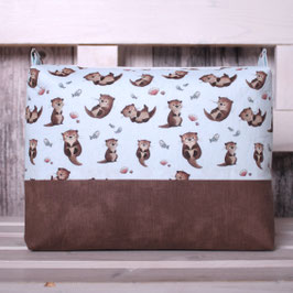 Waschtasche "Otter" hellblau/braun