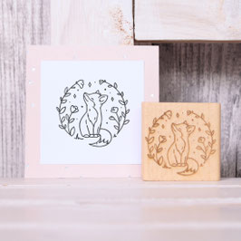 Stempel Fuchs im Blätterkranz 5x5cm