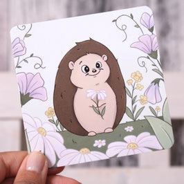 Postkarte "Igel auf der Blumenwiese"