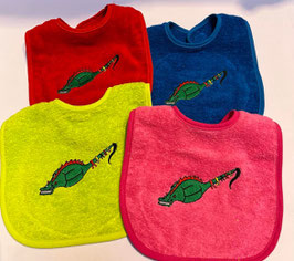 Bavoir en éponge - broderie dragon - 3 couleurs disponibles