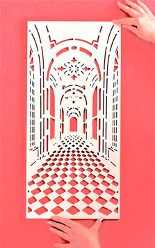 3D Bild aus Sperrholz der Korridor im Schloss Holzbild Wanddekor Paneele Relief Wohndekor