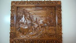 3D Bild aus Holz "Stadt am Meer" Relief Wohndekor Wanddekor