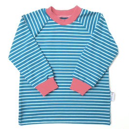 Jerseyshirt Ringel petrol pink