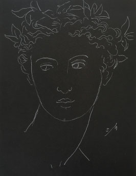 Head with a Wreath, Original Drawing by Sarah Myers