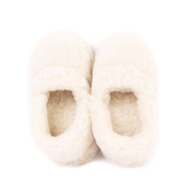 Chaussons en laine naturelle de mouton blanche BAMB