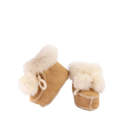 Chaussons bébé SAMOENS en peau et fourrure d'agneau