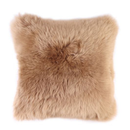 Coussin en fourrure naturelle de mouton camel