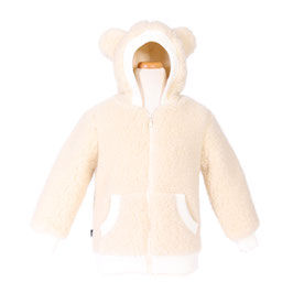 Veste enfant "Oreille" en laine naturelle de mouton écru