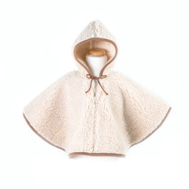 Poncho enfant en laine naturelle de mouton marron