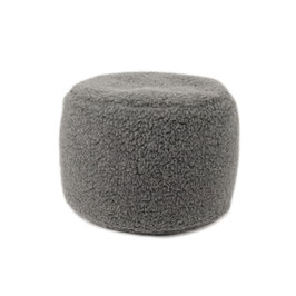 Pouf repose pieds en laine naturelle de mouton gris anthracite fabriqué en France