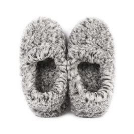 Chaussons en laine naturelle de mouton grise BAMB