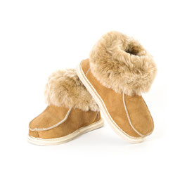 Chaussons TORONTO CAMEL enfant en peau d'agneau double face