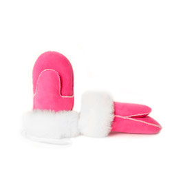 Moufles enfant rose ZERMATT en peau d'Agneau double face