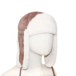 Chapeau chapka en peau d'agneau KALI MARRON VELOURS