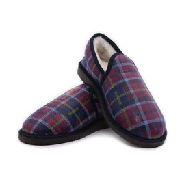 Chaussons charentaise OLERON "TARTAN" en peau d'Agneau fourrées