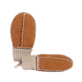 Moufles bébé en peau d'agneau camel SOCKS