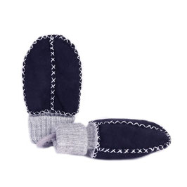 Moufles bébé en peau d'agneau bleu SOCKS