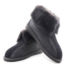 Chaussons ONTARIO gris avec fermeture zip en peau d'Agneau