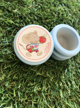 Scatolina porta dentini da latte in legno azzurra con chiusura ermetica
