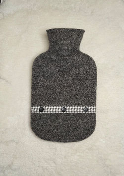 Wärmflasche mit Wärmflaschenbezug Reine Schurwolle in Grau