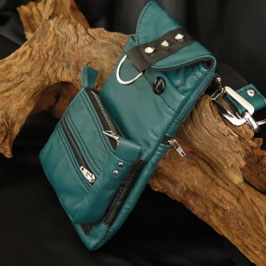 Handytasche "LITTLE OWL" - Leder-Mix in Petrol & Schwarz