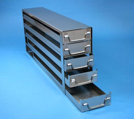 Edelstahl-Schrankeinschübe ohne Auszugsstop für 25 Boxen passend zu Haier Ultratiefkühlschränken