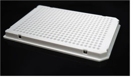 NEST - PCR Platten, weiß, semi Skirt, 40ul, 384 Wells, kompatibel mit Roche LightCycler Systemen,  Schnittposition: A24/P24, VE = 10 St.