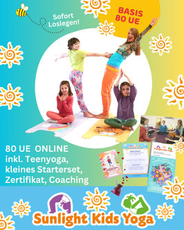 TEENYOGA Online Ausbildung mit Ausbildungsscript, Coaching FLATRATE und Zertifikat + Online KINDERYOGA Ausbildung mit Coaching FLATRATE, kleinem Starterset und Zertifikat  80 UE