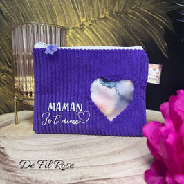 Pochette Mam' velours coeur
