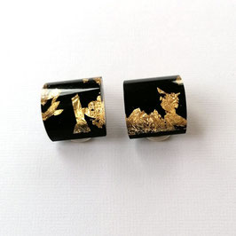 Ohrclips schwarz mit Goldmetalleinschluss
