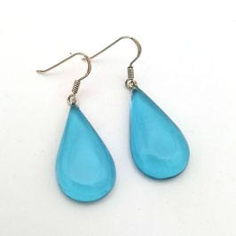 Ohrhänger in Tropfenform aquamarinblau- transparent