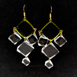 Statement Ohrschmuck transparent und oliv coloriert