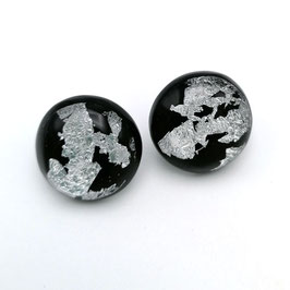 Ohrstecker schwarz mit Silbermetalleinschluss