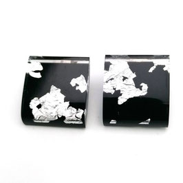 Ohrclips schwarz mit Silbermetalleinschluss
