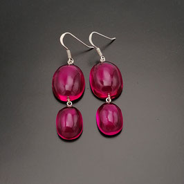 Ohrhänger pink transparent in dekorativer, ovaler Form