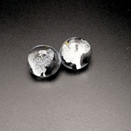 Ohrstecker transparent mit Silbermetalleinschluss