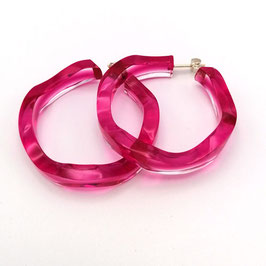Creolen mit Wellenschliff pink transparent