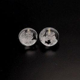 Ohrstecker transparent mit Silbermetalleinschluss, klein