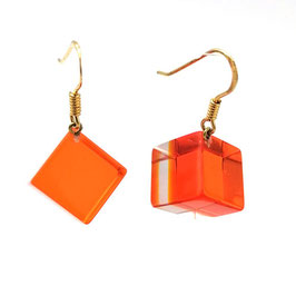 Ohrhänger Würfel orange transparent