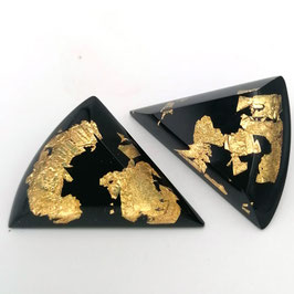 Ohrclips in Fächerform schwarz mit Goldmetalleinschluss
