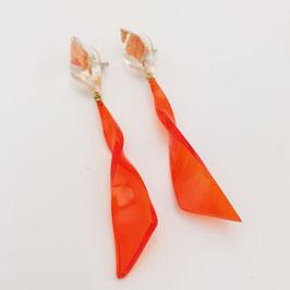 Ohrstecker orange transparent mit Oberstecker Kupfermetalleinschluss